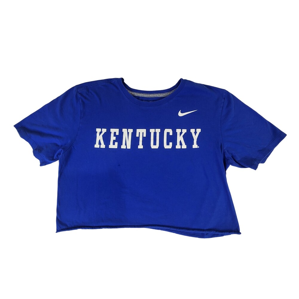 The Nike Womens Cropped T-Shirt Large Royal Kentucky Athletic Prep Arch #1832